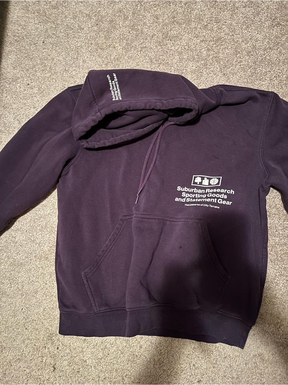 H&M Men's Deep Purple Pullover Hoodie with White Logo